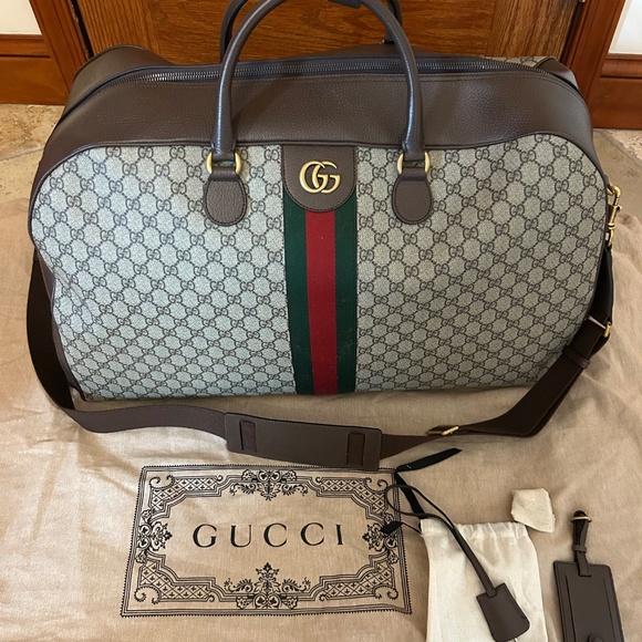 Gucci LARGE Savoy, duffel bag GG supreme brown/tan made in Italy - Picture 5 of 15